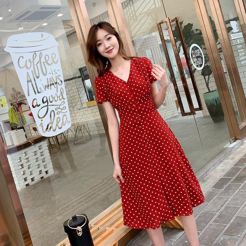 Chiffon Wrap Women Dresses Mid - Aglaonema Red 评论和价格