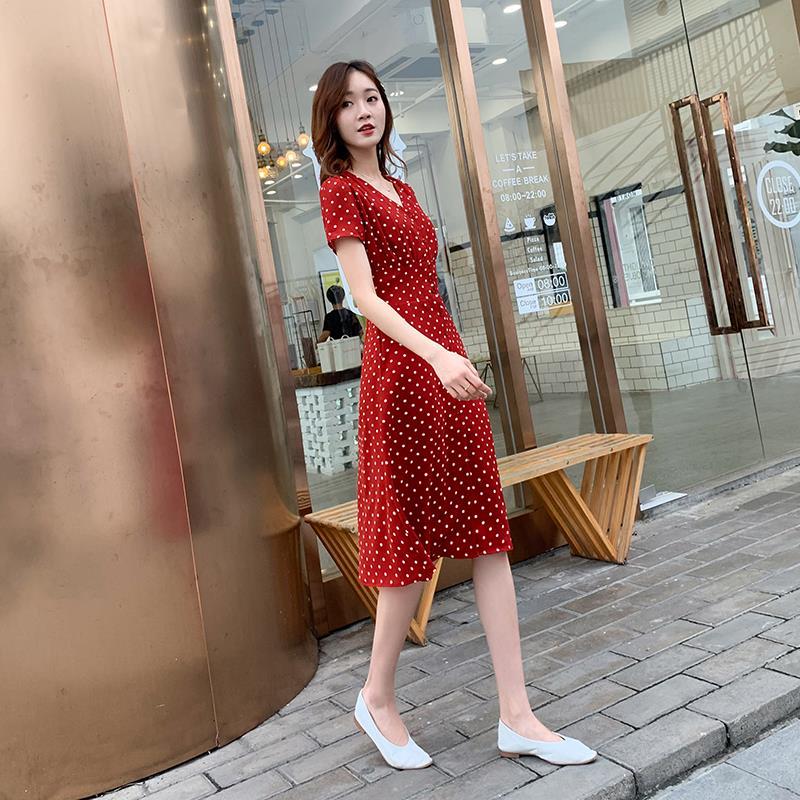Chiffon Wrap Women Dresses Mid - Aglaonema Red 评论和价格