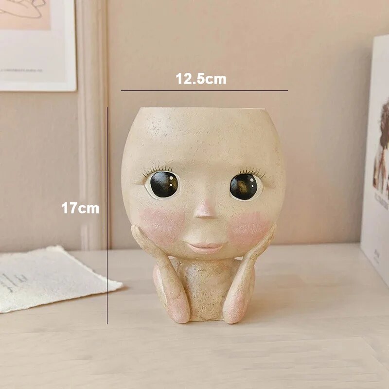 Girls Face Head Flower Planter - Echeveria Succulent 评论和价格