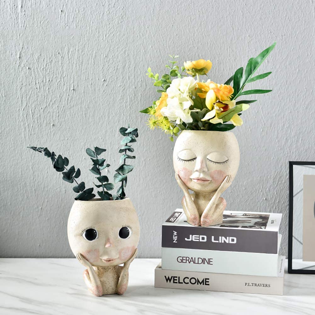 Girls Face Head Flower Planter - Echeveria Succulent 评论和价格