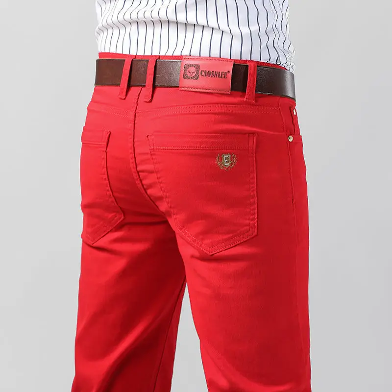 5 Colors Men's Colorful Denim  - Aglaonema Red 评论和价格